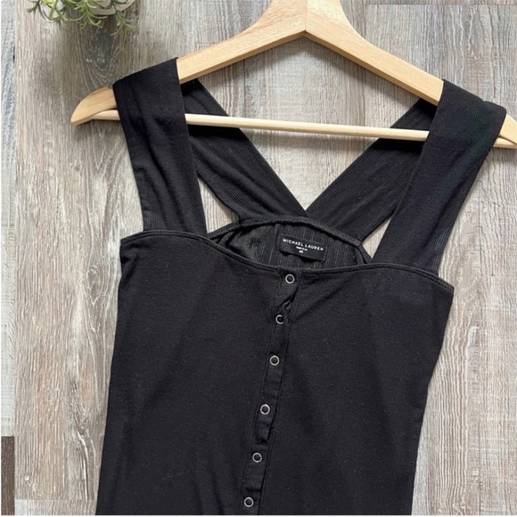 Michael Lauren Bosco Snap Front Tank in Black - Picture 5 of 9